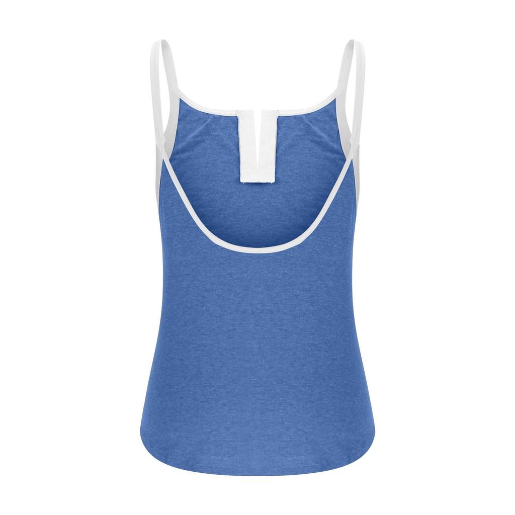 Women's Backless Sexy Workout Cami Tank Tops Color Block Sleeveless Summer Spaghetti Strap Camisoles Shirts