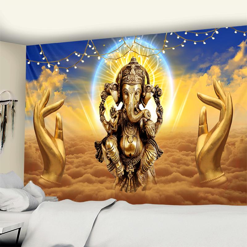 Elephant Bergamot Tapestry Wall Hanging Thai Bohemian Buddhist Sleeping Mmat Living Room Art Family Decoration