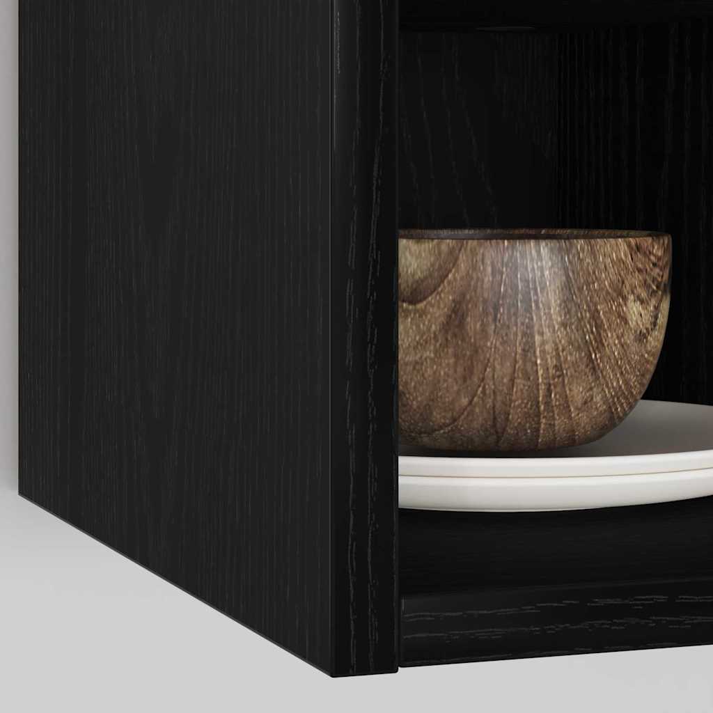 Wall Mounted Cabinet with Shelf Black Oak Effect 20 x 29.5 x 60 cm