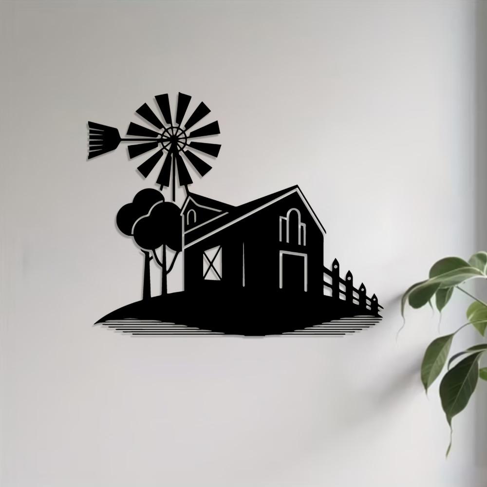 1pc Rustic Windmill Metal Wall Art, Weatherproof Iron Sculpture for Patio Garden Fence, New Year Easter Farmhouse Decor