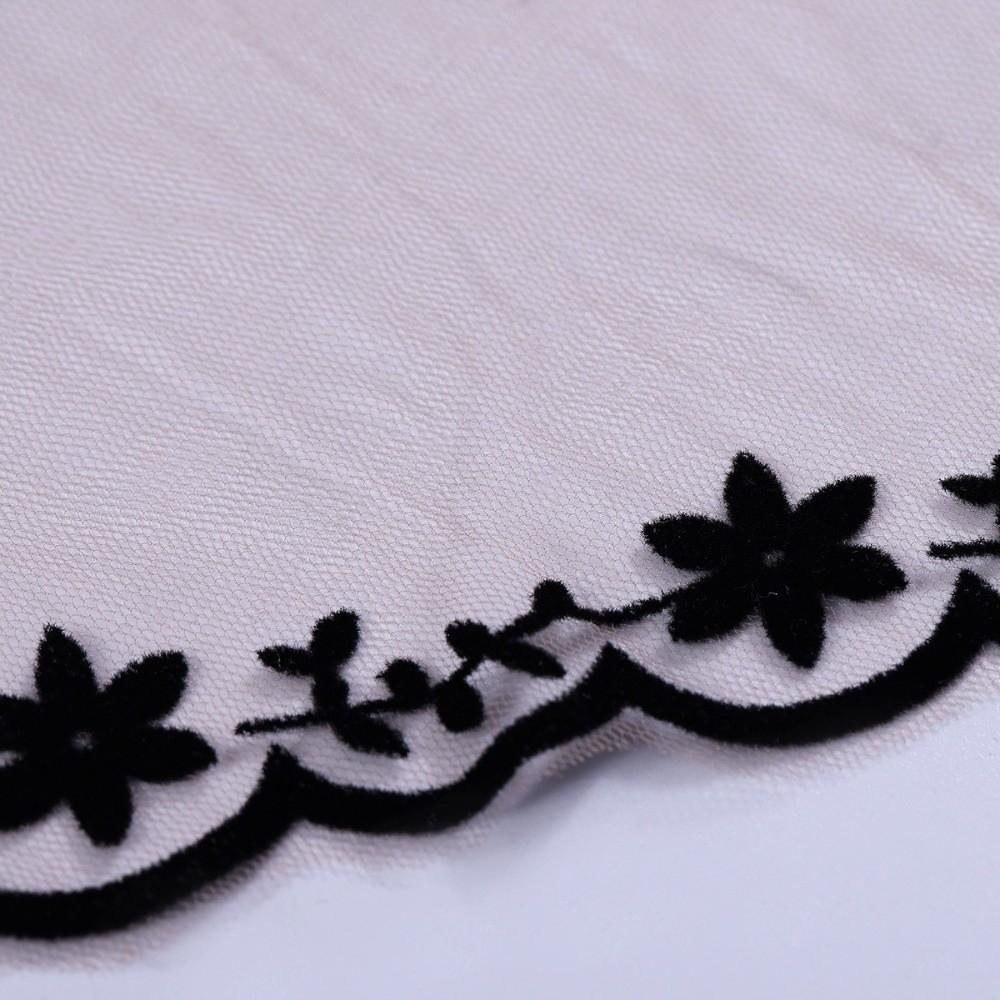 Lightweight Embroidery Edge Sheer Mesh Scarf Floral Wrap Scarf Wedding