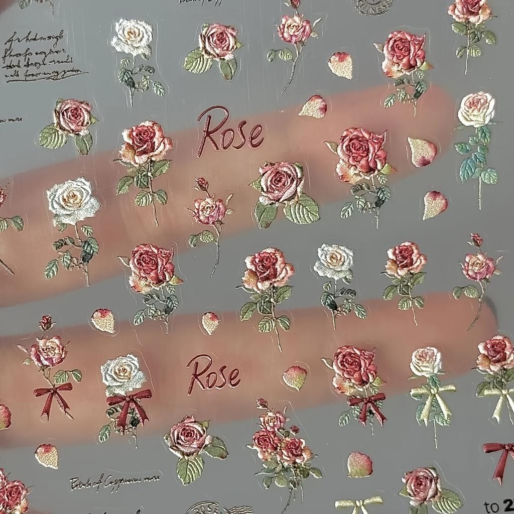 Elegant Rose & Butterfly Resin Sticker Self-Adhesive Flat Decals for Phone, Laptop, Notebook,Reusable,Notebook Accessories Elegant Sticker Design