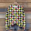 Long Sleeve Pullover Sweaters For Women O Neck Casual Cute Printing Knit Oversized Sweater
