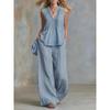 Completo casual da donna senza maniche con scollo a V per Primavera/Estate