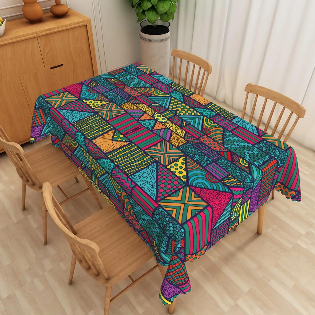 1pc Farmhouse Kitchen Dining Table Decor Bohemian Patchwork Mandala Tablecloth Waterproof Table Cloth Holiday Party Wedding