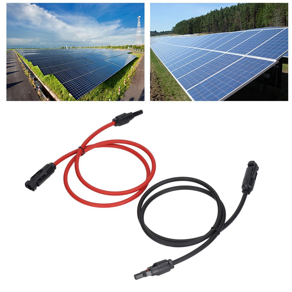 2Pcs Solar Panel Extension Cable 10AWG 6mm² Solar Extension Cable Rated Voltage 1000V Red Black