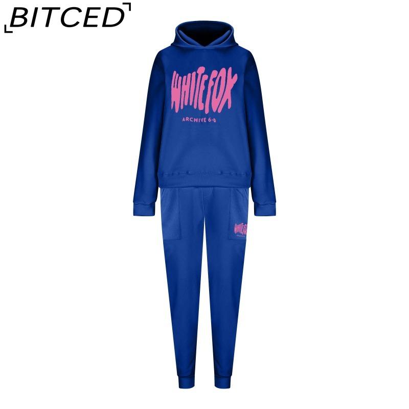 BITCED Women's Spring/Autumn/Winter Sweatshirt Set Foam-Printed Fashion Sports Long-Sleeved Hooded Sweatshirt