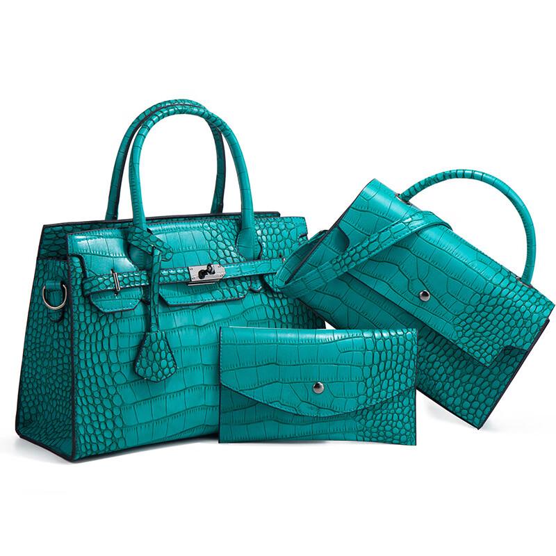 Bolsa Tote Fashion com Padrão de Crocodilo Conjunto de 3 Peças