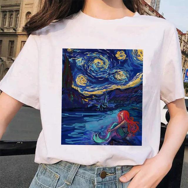 Women Clothes Summer Fashion Trendy Casual TShirt Van Gogh Cat Van Gogh Cat Art Oil Painting Printed T-Shirt Aesthetic Clothes