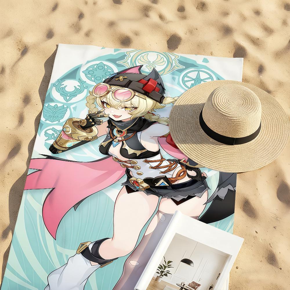 Genshin Impact Jahoda Game Towel Sports Quick Dry Travel Camping Gear Sandproof Soft Light Large Beach Towel