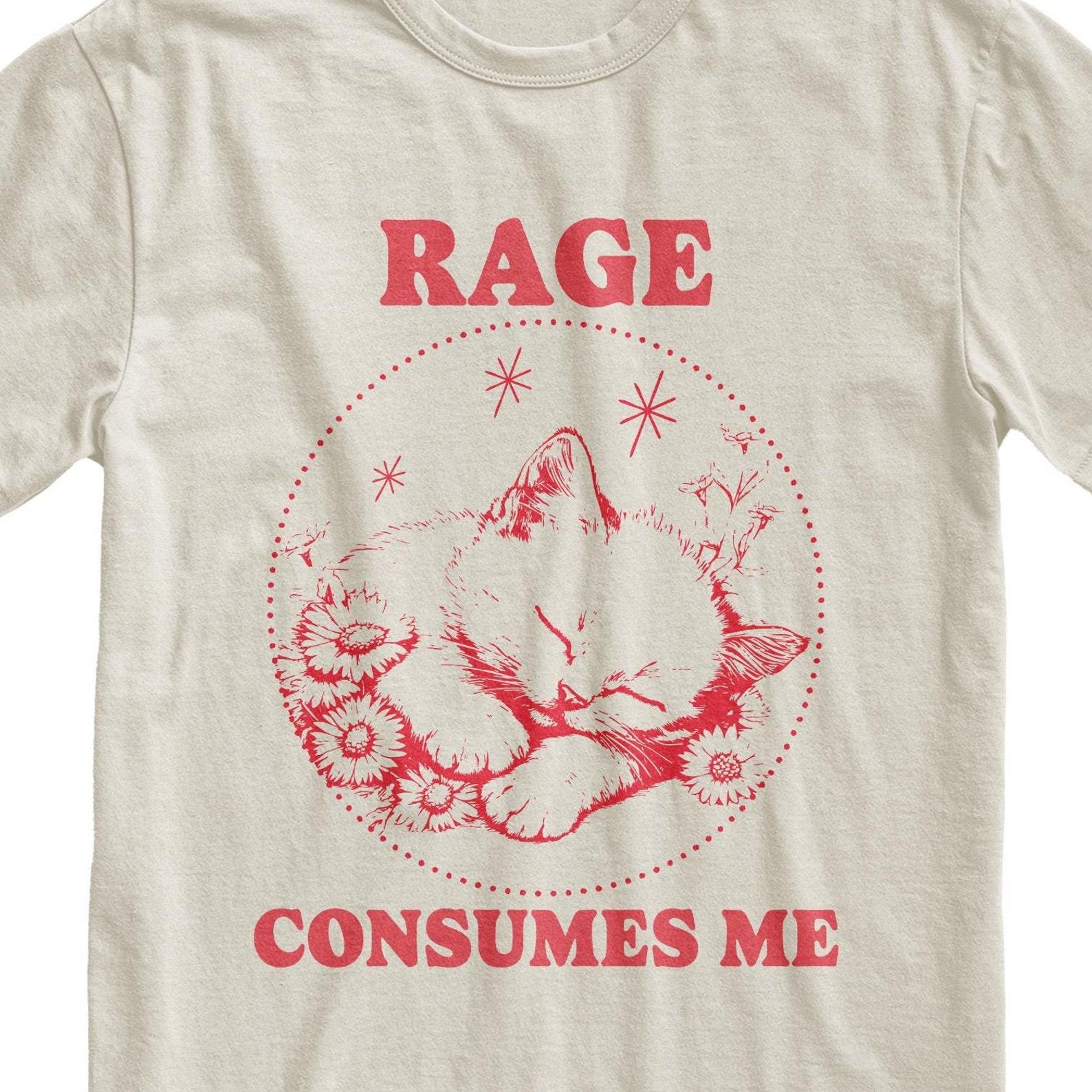 Rage Consumes Me Kitten T-Shirt: Funny Meme Graphic Tee S
