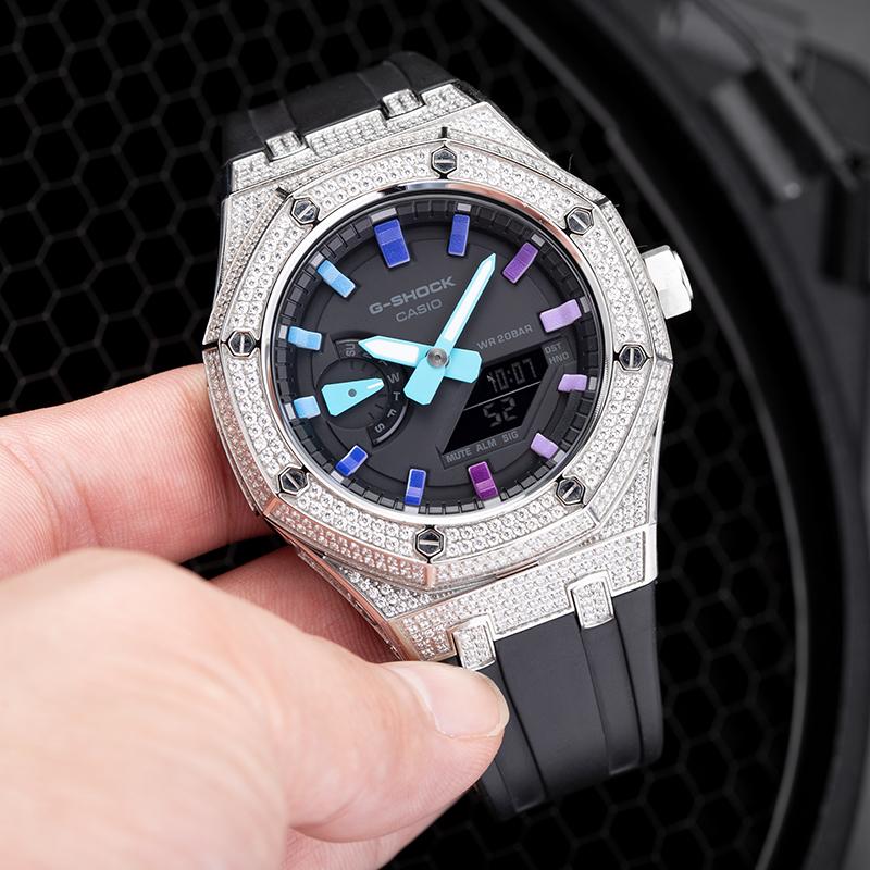Casio Custom Collection Quartz Movement Resin Strap Watch Unisex Black Dial GA-2100-1A1(Team788--)