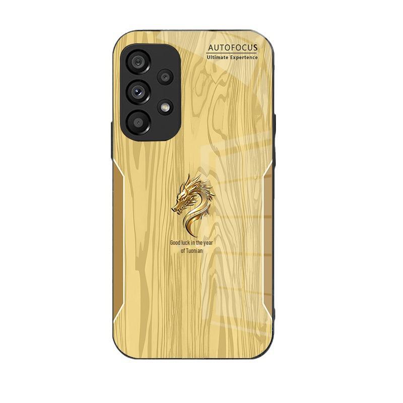 Année du Dragon Bonne Chance Samsung S8 S22 Verre Couverture Complète & Étui Anti-chute Style Chinois S8 S10