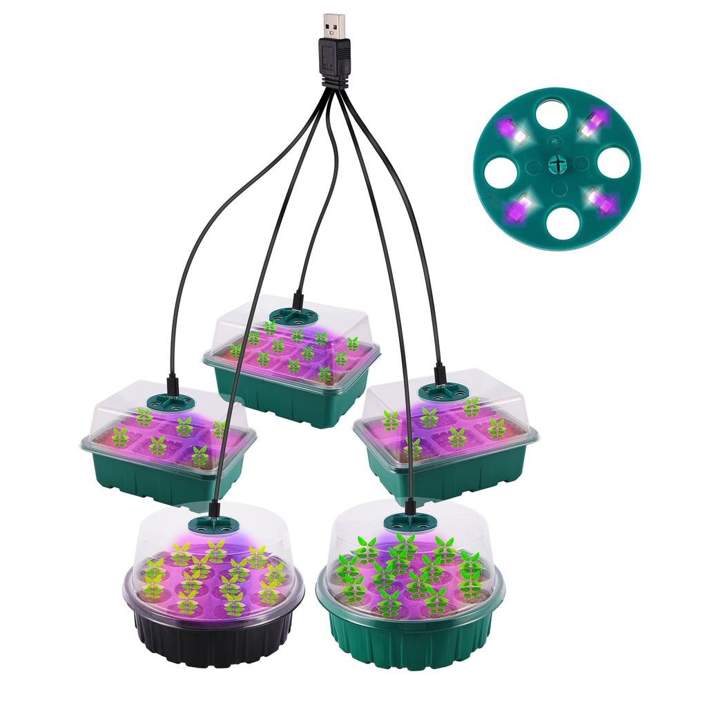 Tall Full Spectrum LED Grow Lights Seedling Tray Seed Starter Germination Box Greenhouse Indoor Garden Growing Pot 6/12/13 Cells