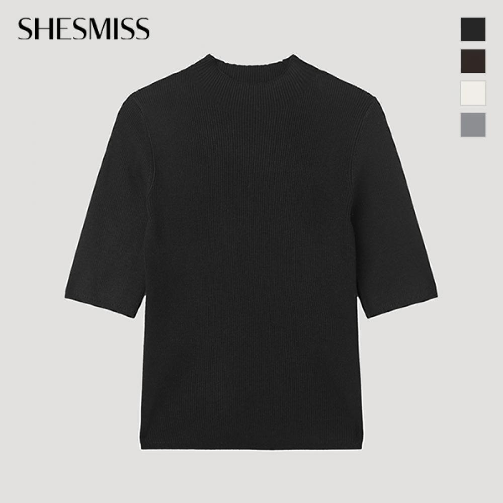 She Smiss Rib Mock Neck Half Knit Sskpop12060