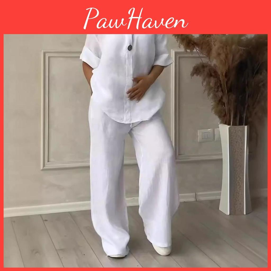 2piece New Womens High Set Waisted Loose Pants Polyester Fiber Fabric Solid Color Strapless Medium Elasticity Elegant Style