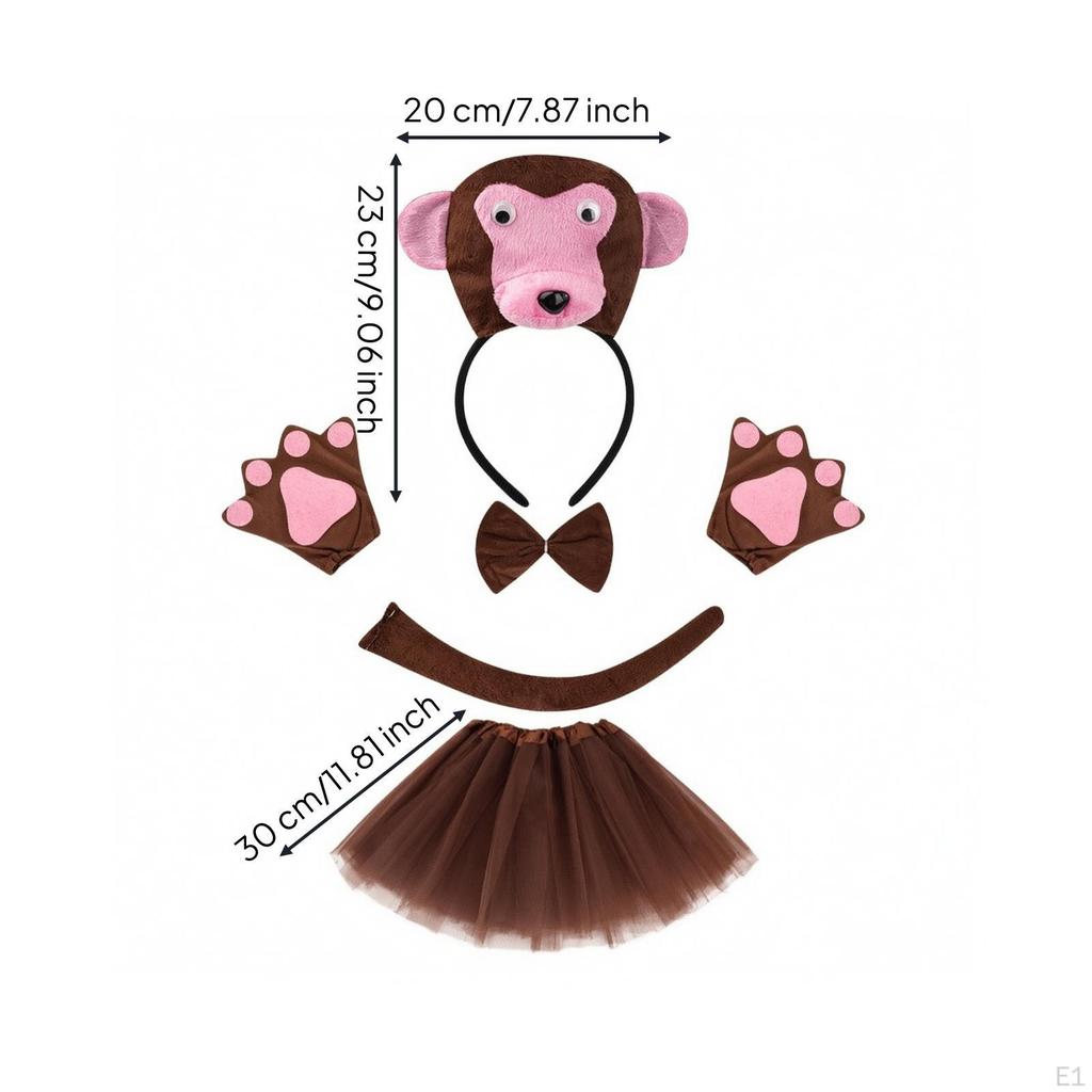 Monkey Costume Accessory Kit FuzzyLook Set Layered DressDressup with Tutu for