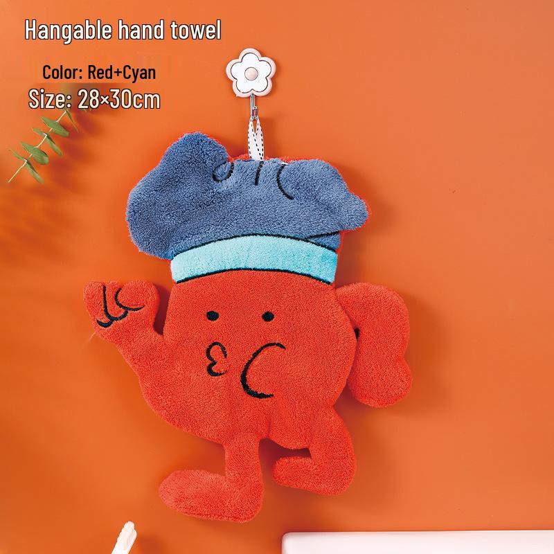 Cartoon Bear Duck Hanging Hand Towel - Absorbent & Quick-Drying for Bathroom.