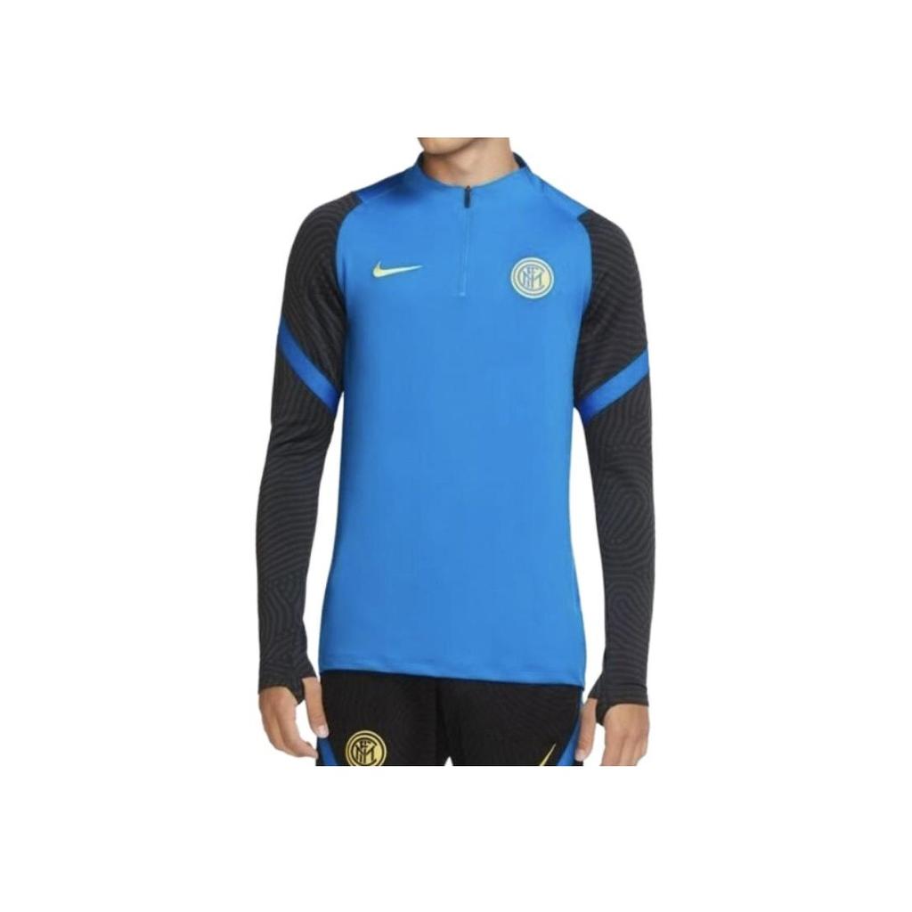 Nike Inter Milan Football Training Color Block Long Sleeve T-Shirt Men tops Black Blue CD4927-413
