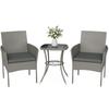 3 Piece Rattan Bistro Set Pe Wicker Garden Furniture Conversation Set With 2 Tier Glass Top Table Chairs Dark Grey