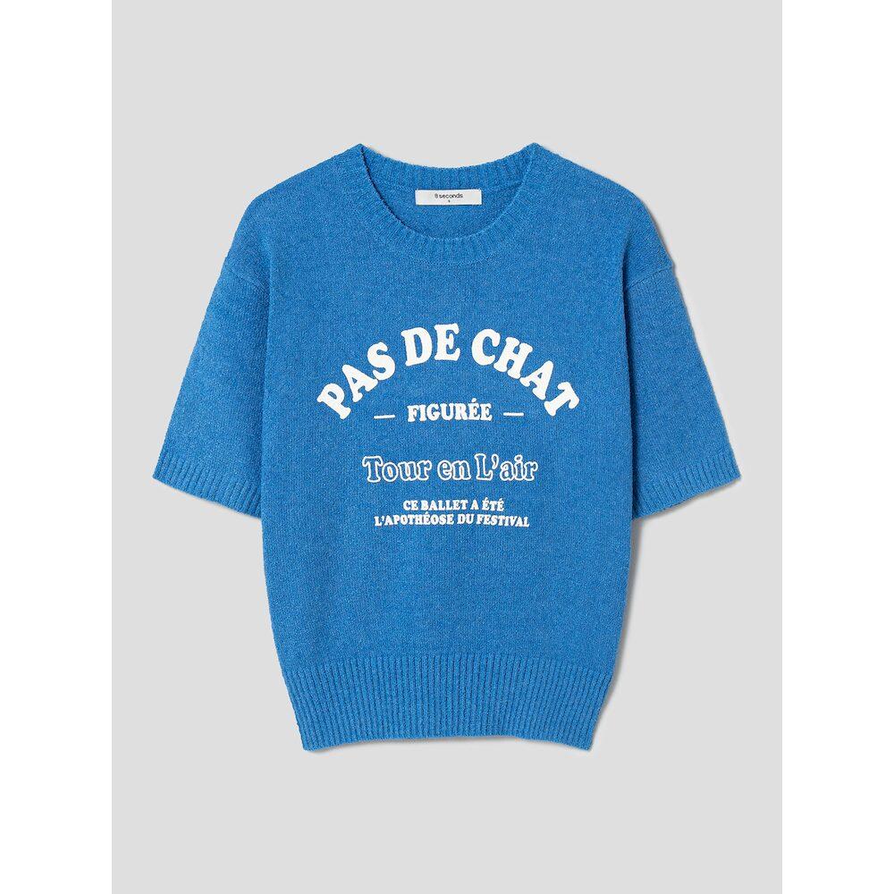 8SECONDS Lettering Round Neck Short Sleeve Pullover Blue (324751Ly8P)