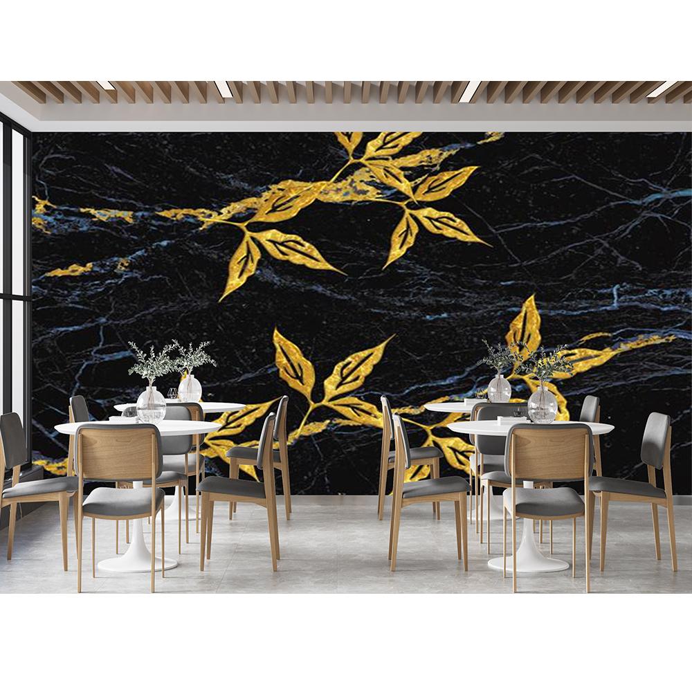 

3d Black And Gold Marble Mural, Fashion Line Simplicity Luxury Marble Wall Mural For Bedroom Living Room Wallpaper 200 cm(W) x 140 cm(H)