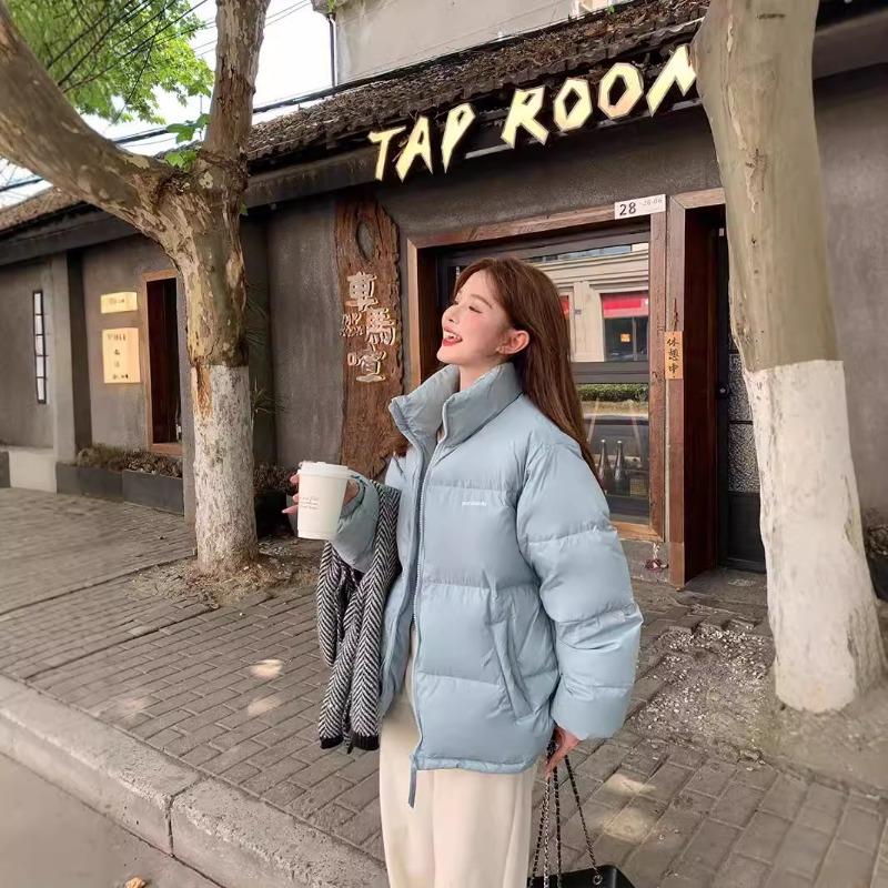 Down jacket women's winter new short small bread jacket stand-up collar thickened loose couple winter