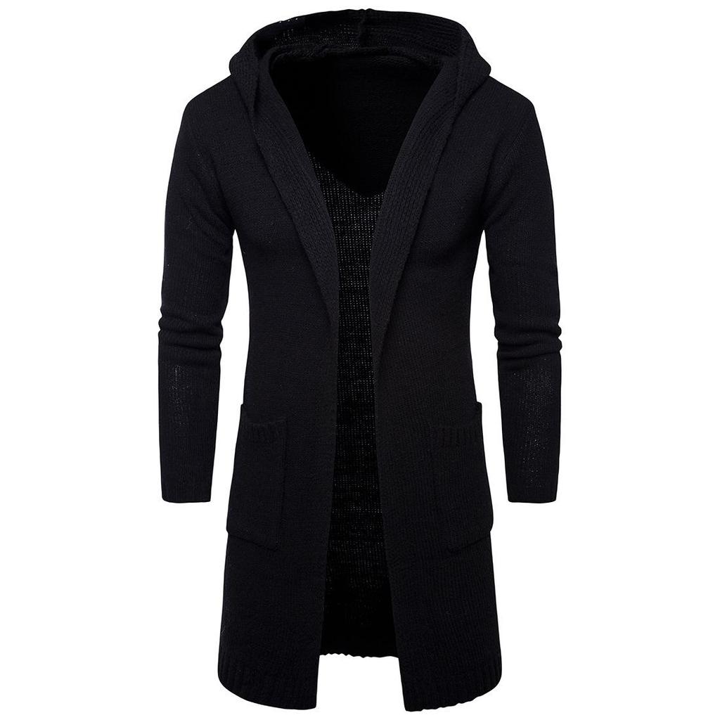 Men's Hooded Cardigan: Spring/Autumn Knit Sweater Jacket Y913
