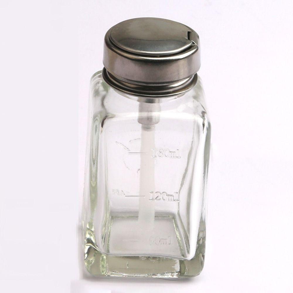 Square Clear Refillable Bottle Glass Liquid Pump Dispenser Bottle Push Down Pump Dispenser  Travel