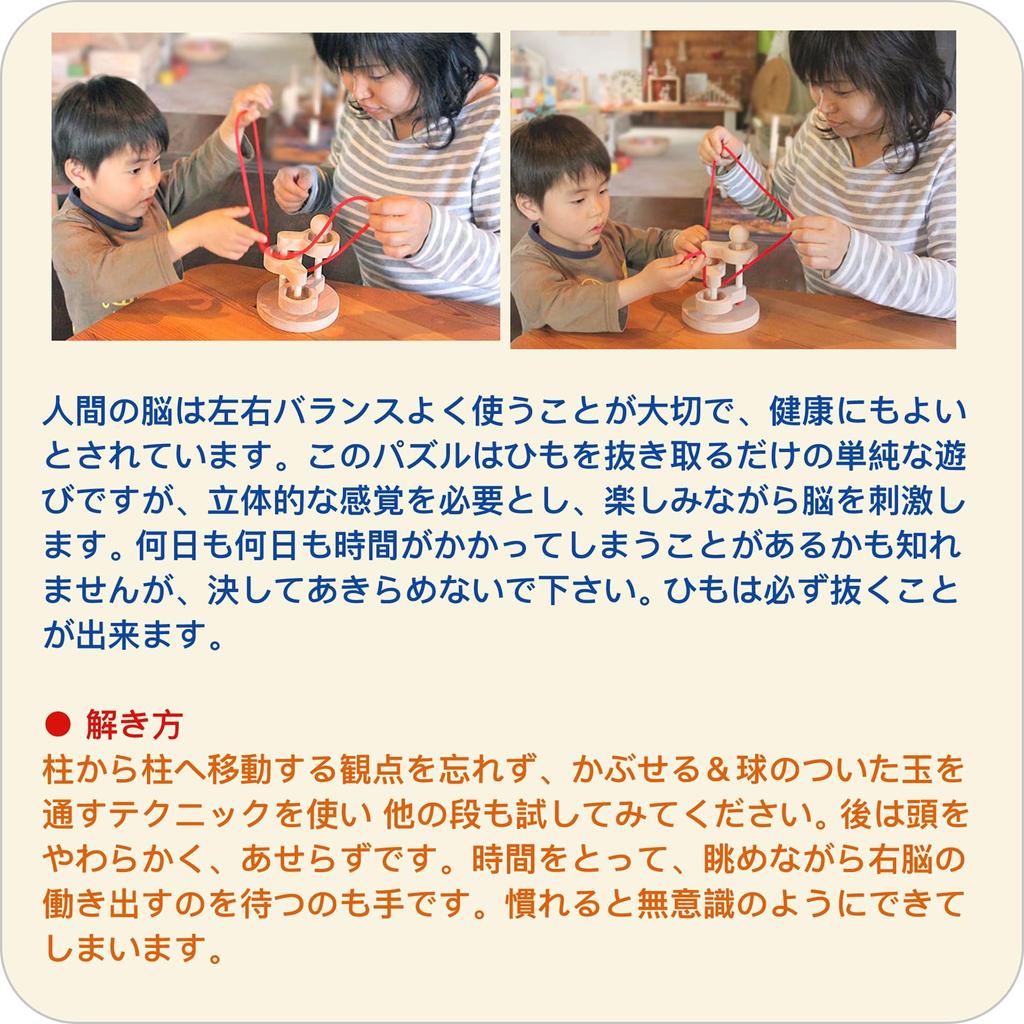3D Wooden Brain Training Puzzle Brain Activation Japan Good Toy Award Educational String Brain Ages and Made In Japan (3 Tiers) - Toy, Winner, Toy,