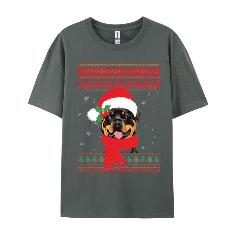 Graphic T Shirts Men Cotton Ugly Christmas Rottweiler Santa Hat Tshirt Mens Tshirt Premium Quality Unique Art Tees