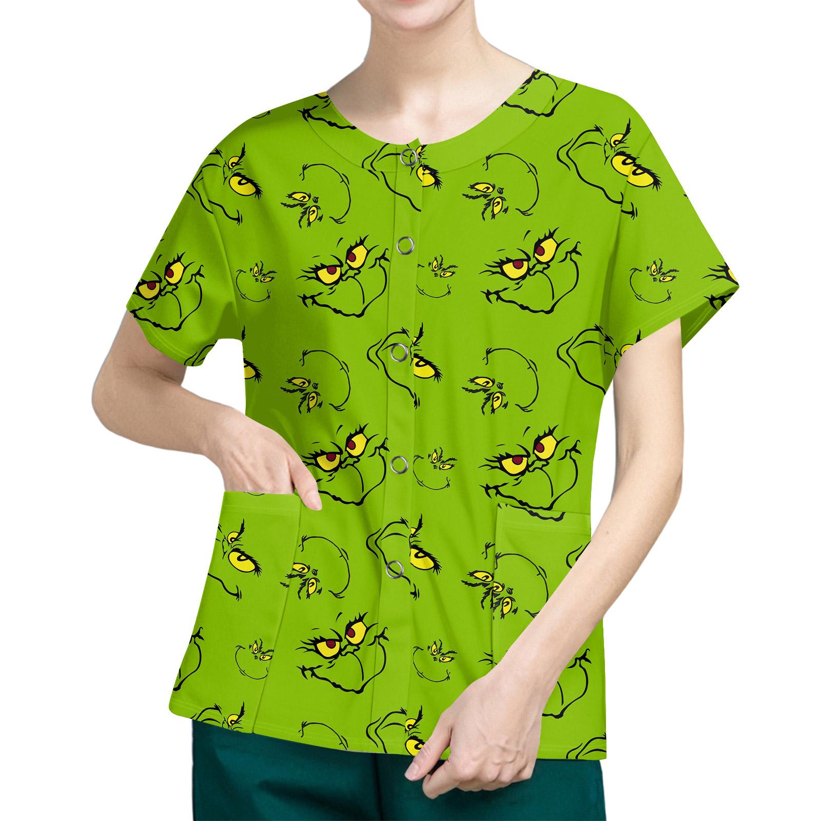 

Женские карманы с короткими рукавами и рисунком, воротник-стойка с рабочим принтом, однобортная защитная одежда, куртка-кардиган, топ XXXXL