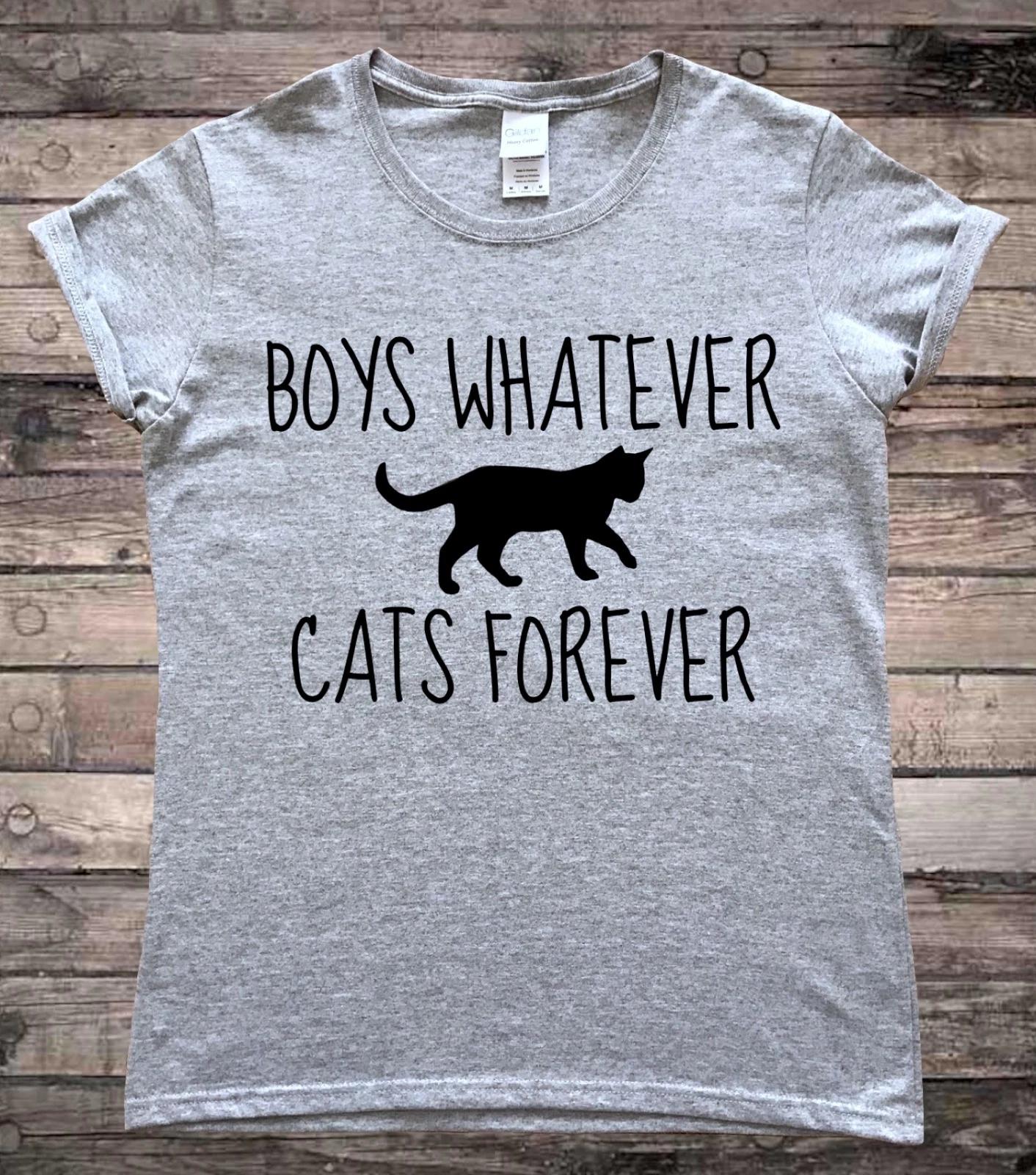 Boys Whatever Cats Forever Cat Lover T-Shirt L