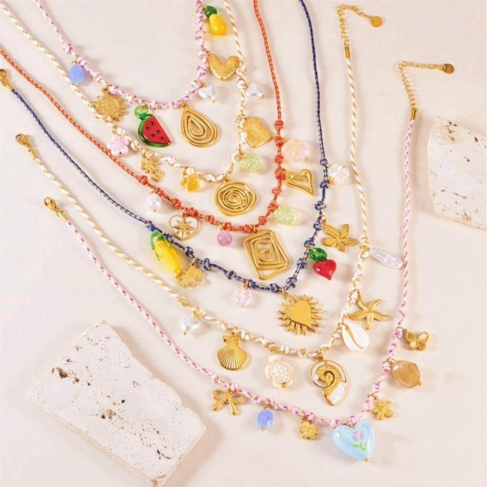 Multi-Pendant Shell Pendant Necklace Ocean Series Clavicle Necklace Starfish Necklace  Summer