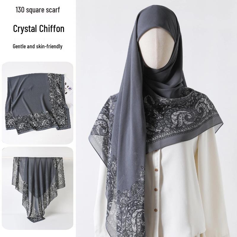 Damenmode 130x130 Seidenähnlicher Gaze Quadratischer Schal Stola - High-End, Leichtgewicht, Langer Schal