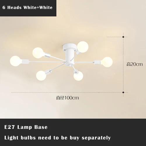 

Винтажные потолочные светильники с несколькими цоколями E27 6/8/10, черные/белые/золотые, для гостиной/столовой, светодиодные потолочные светильники в винтажном стиле NO BULB