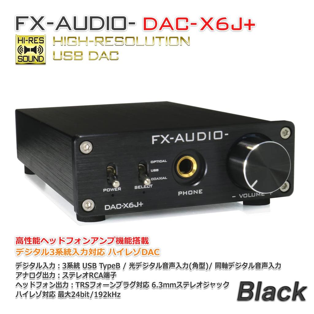 FX-AUDIO- DAC-X6J+ [Black] High-Performance Headphone Amplifier, High-Resolution DAC, Optical, Coaxial, Digital, USB, Up to 24-bit 192kHz