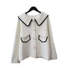 Herbst neu Revers Kontrastfarbe Design Pullover Jacke Lockerer Stil Gestrickt Doppelseitig Cardigan Damen