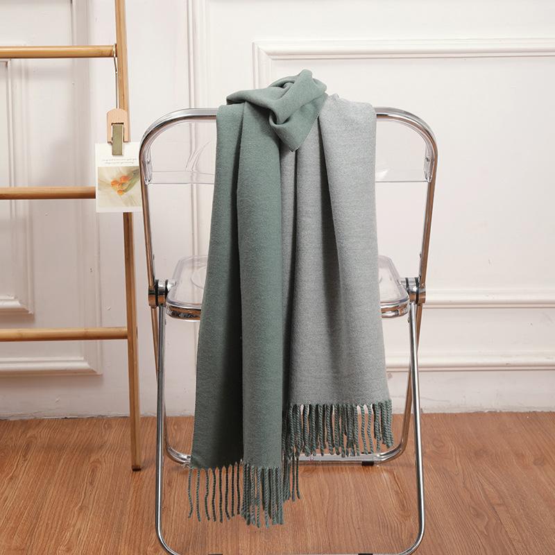 Double-sided Two-color Scarf for Women Autumn and Winter High End New Wool Scarf Shawl Imitation Cashmere Scarf