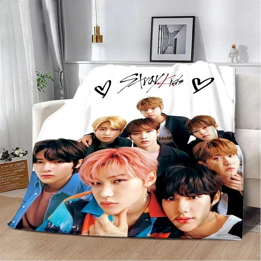 Stray Kids KPOP Printed Throw Blanket Soft Warm Perfect for Home Travel Picnics and Birthdays