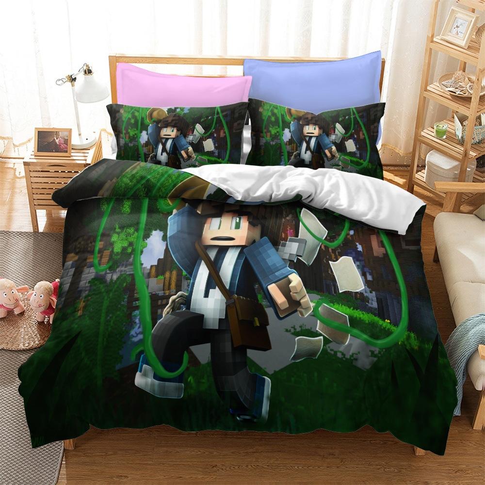 Roupa de Cama Minecraft Série Kit Três Peças Têxtil Lar Tecido Abrasivo Impressão Digital