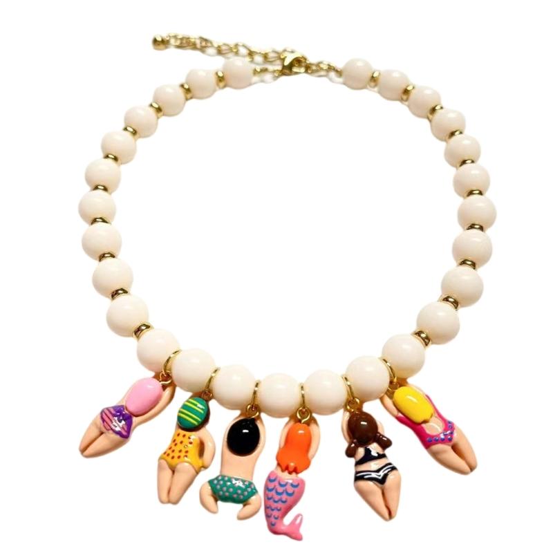 

Креативне намисто-підвіска у вигляді ляльки-бікіні з бісеру ручної роботи з різнокольорових скляних намистин для дитячих аксесуарів для пляжної вечірки 1