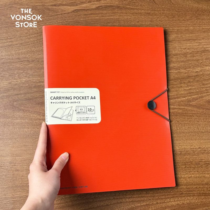 Vertical Writing TVs Travel Lihit Lab Collection Travel Xili Multi-Function Portable Passport Case Ticket Clips A4 Folder-Orange (10+1 A3 Extension Pages)