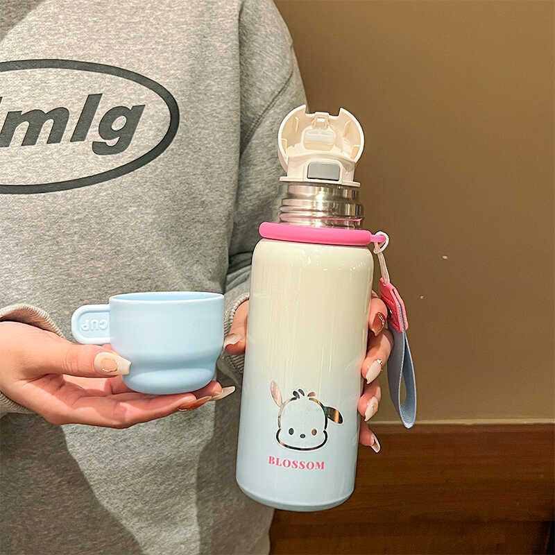 Jednoduchý termoskový hrnek pro ženy  Nový styl  Krásný a roztomilý  Přenosný nerezový hrnek na vodu s víčkem na cesty