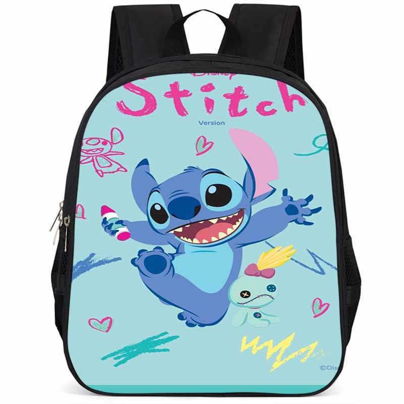

Durable Oxford Cloth 15-inch School Backpack Featuring Stitch Character For Children 32