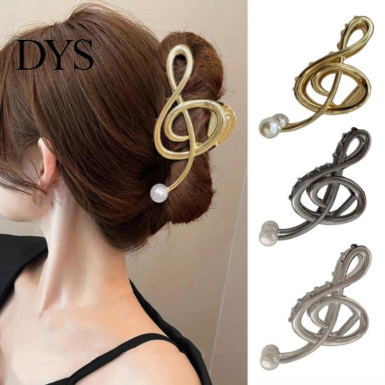 Unique Hair Clip Claw Musical Note Shape Faux Pearl Wedding Back Head Shower Decorative Accessory