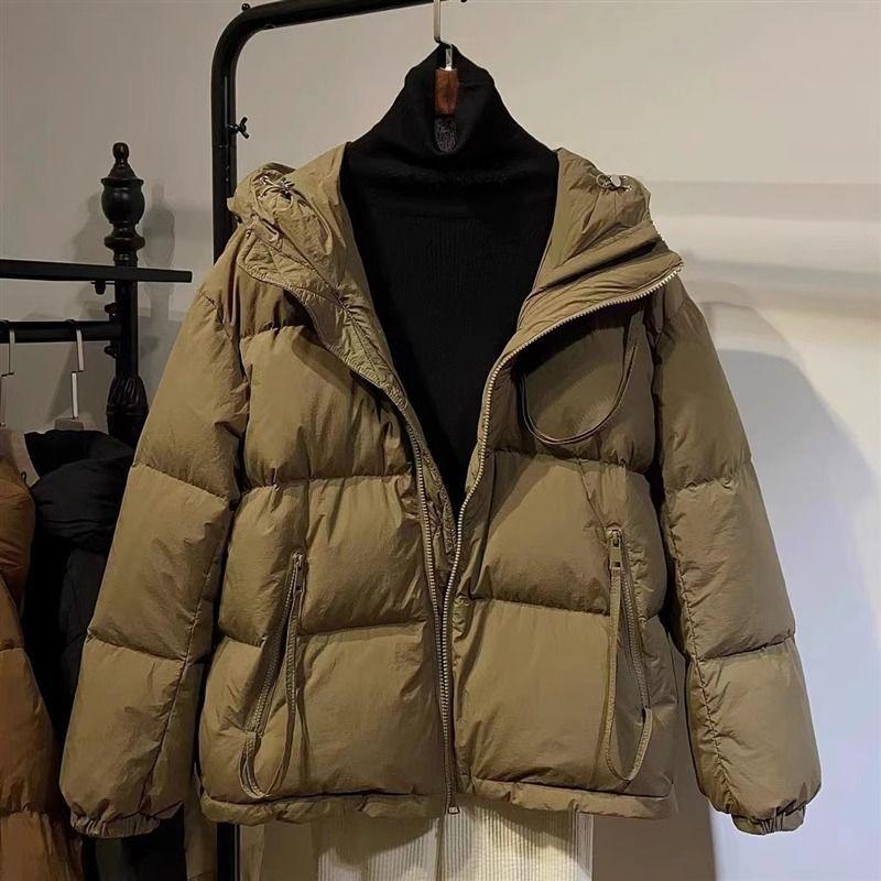 

Осенне-зимняя короткая утолщенная теплая куртка с хлопковой подкладкой, женская куртка с капюшоном, маленькая свободная куртка на молнии с хлопковой подкладкой, верхняя одежда L светло-коричневого