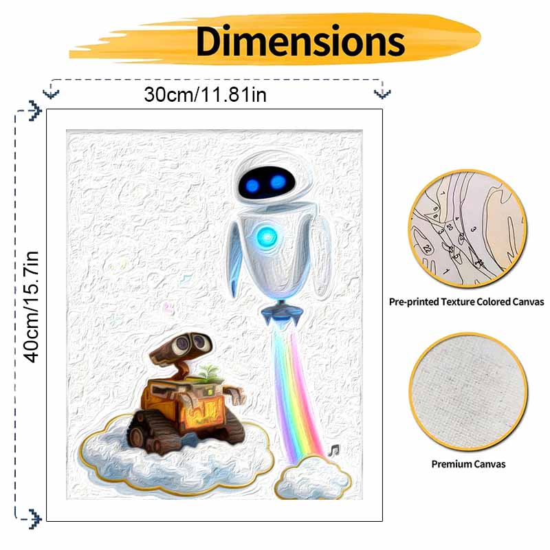 Disney Oil Paint Digital Painting Art Kit Robot Love Theme FillIn Painting Home Decor