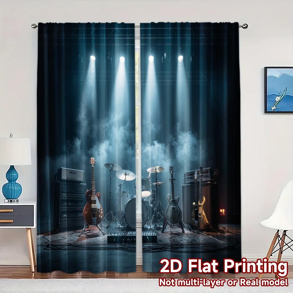 2pcs, 2D FLAT PRINTING Curtains (Without Rod) StageSetup Chic Curtain Chic Polyester Curtains Festive Decorative for Bedroom,