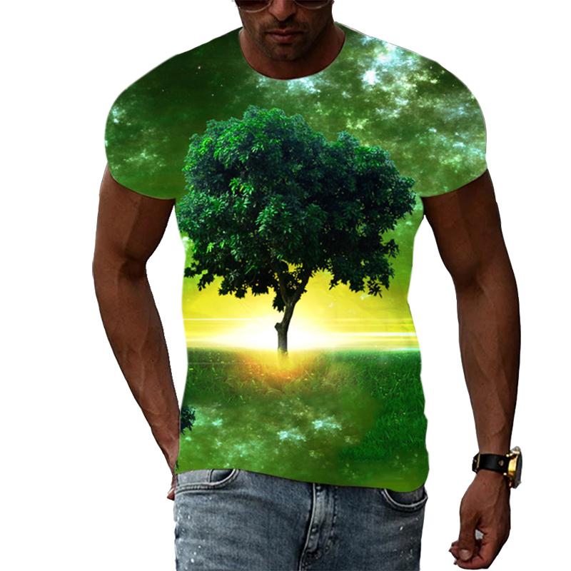 Summer Night Scene graphic t shirts Men Fashion Trend Creative Pattern T-shirt Hip Hop harajuku Handsome 3D Print t-shirts Tops
